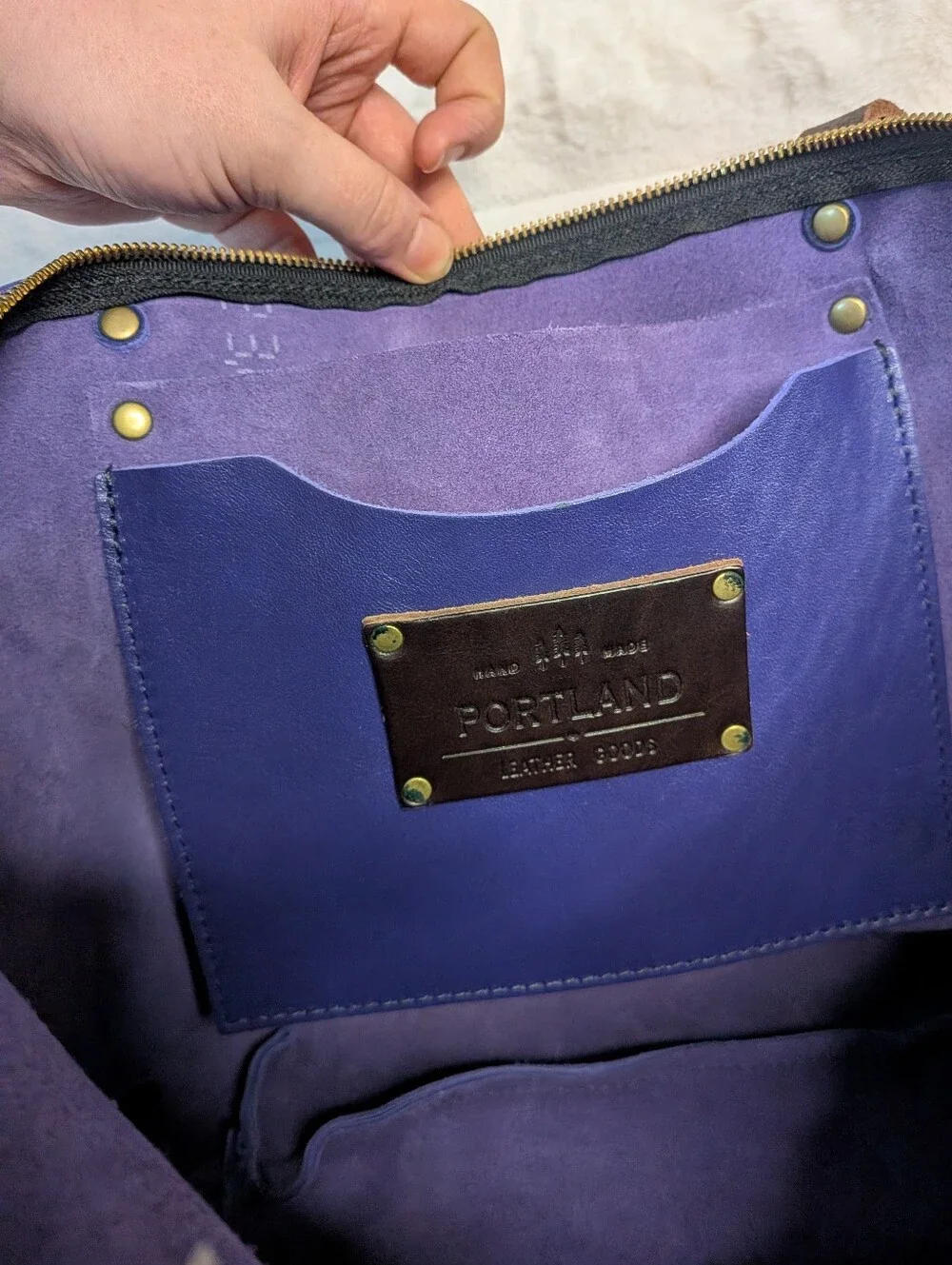 Portland Leather Goods Large Cobalt Blue Zipper Tote Bag